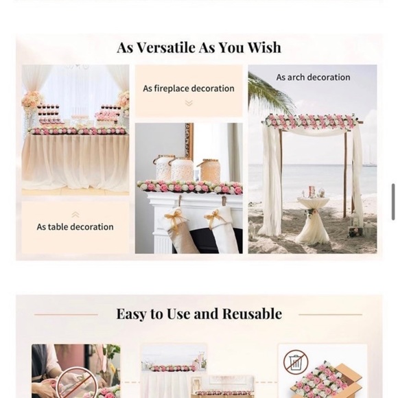 Flower  Centerpieces for Tables - 10 Pcs 19.6in Long Pink & White Artific - Picture 7 of 8